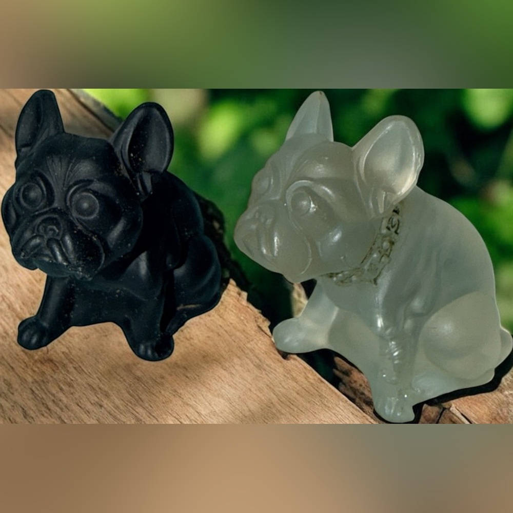 Vintage Westmoreland Frosted Satin Glass French Bulldog Sitting- right side only